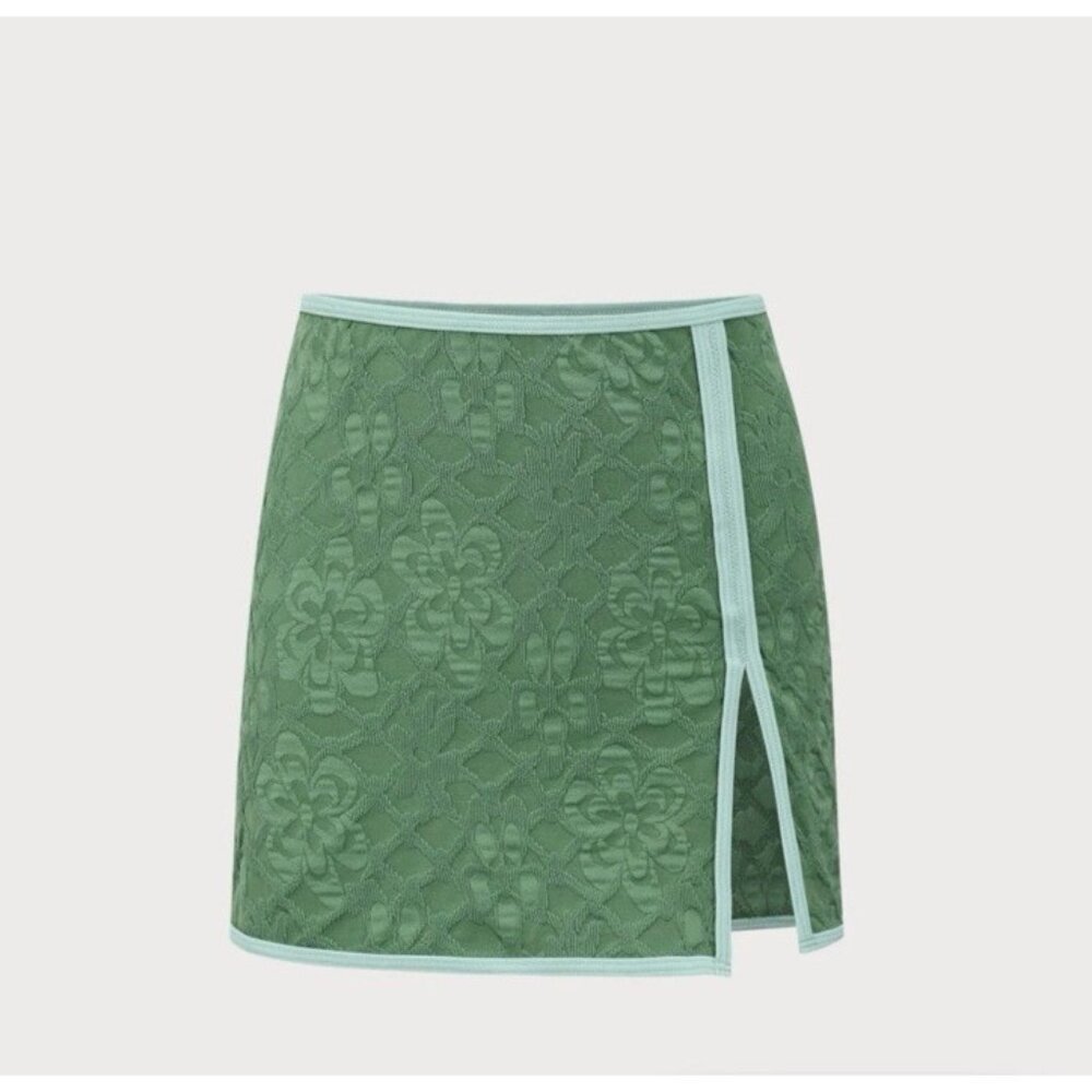 Berlook Swimsuit Swim Skirt Cover Up Size L Large Green Jacquard Resort NEW